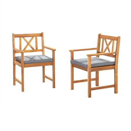 ALATERRE FURNITURE Manchester Acacia Wood Dining Chair with Cushions, Set of 2 ANMC04ANO